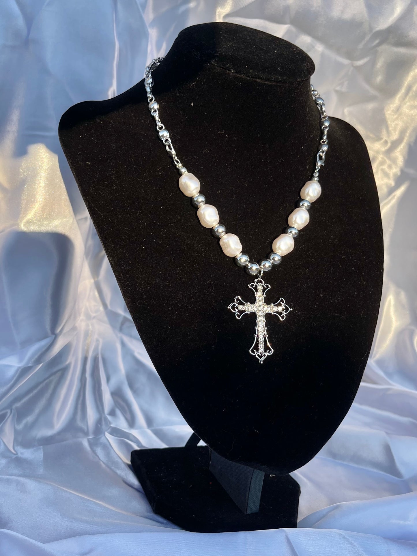 Pearled Cross Necklace