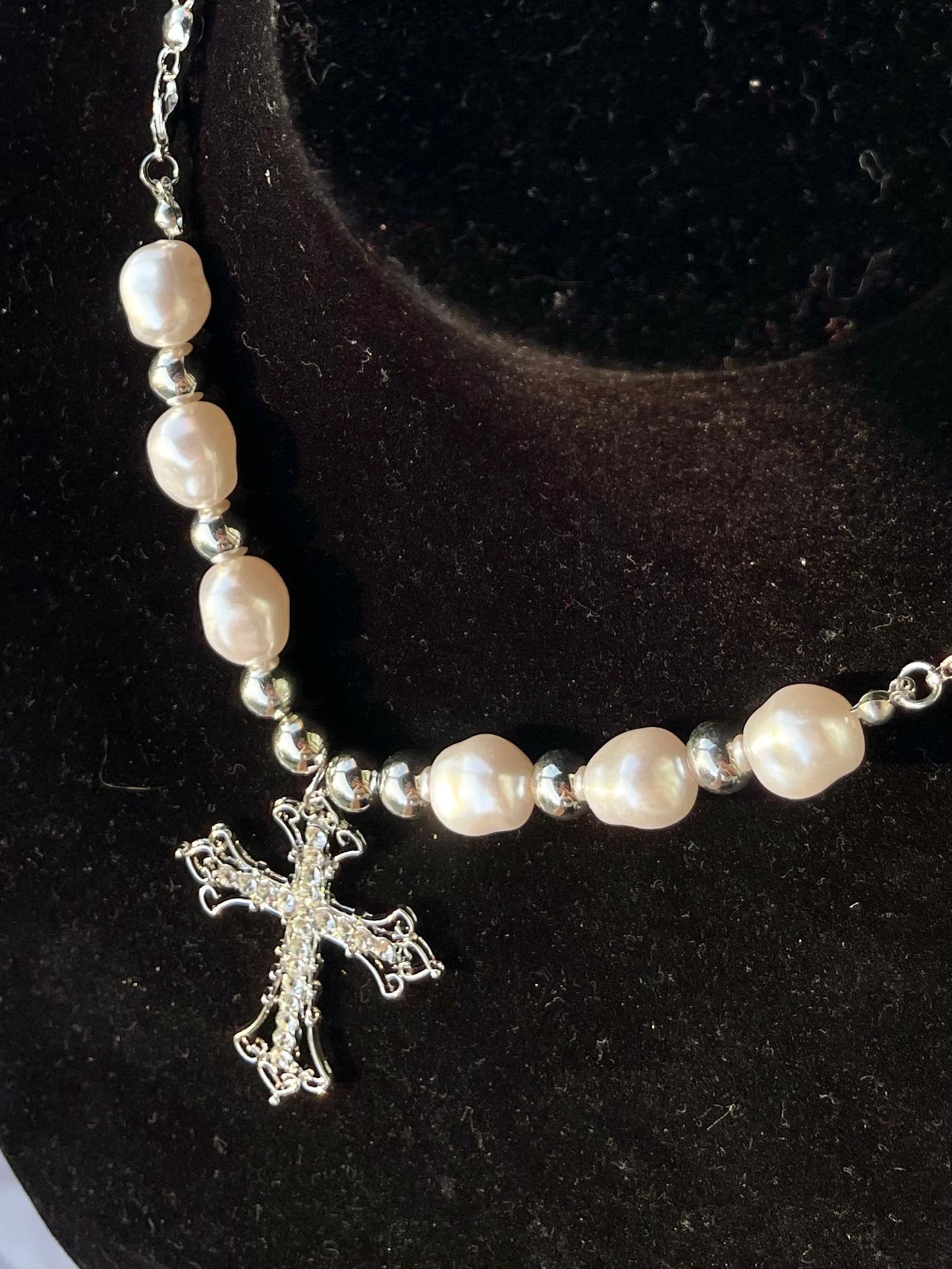 Pearled Cross Necklace