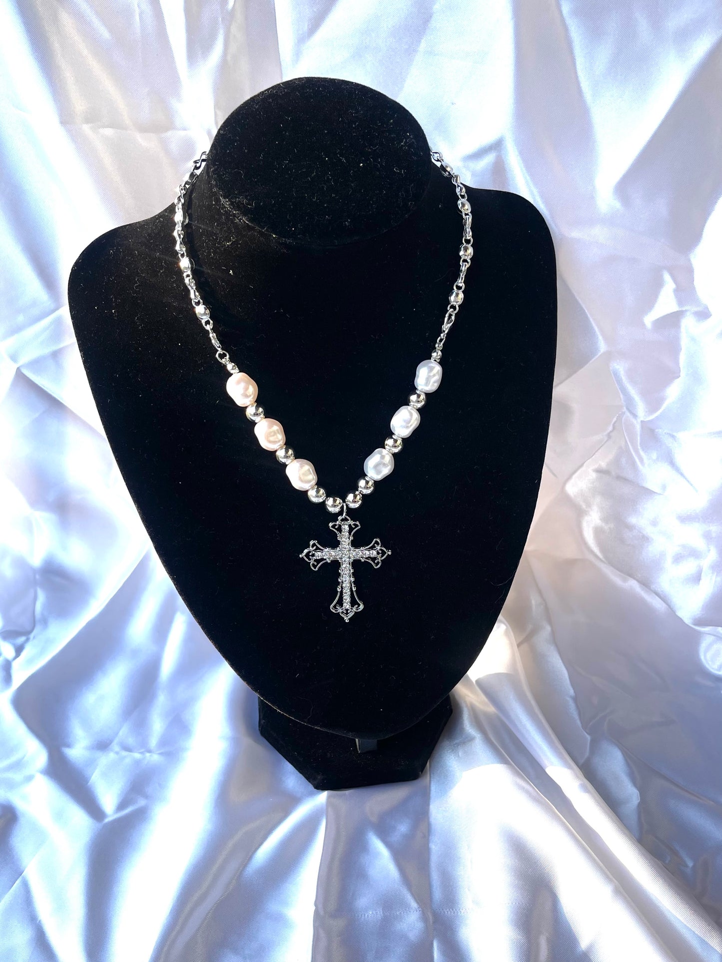 Pearled Cross Necklace